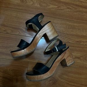 American Apparel Chunky Wooden Platform Heels/Sandals